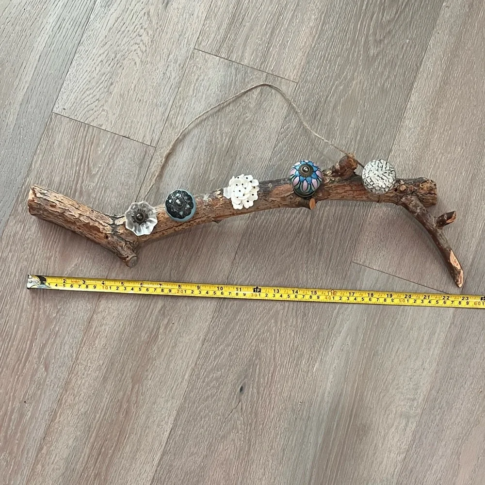 Hand Made Unique Jewelry/Hat Hanger Rack from Tree Branch and Knobs